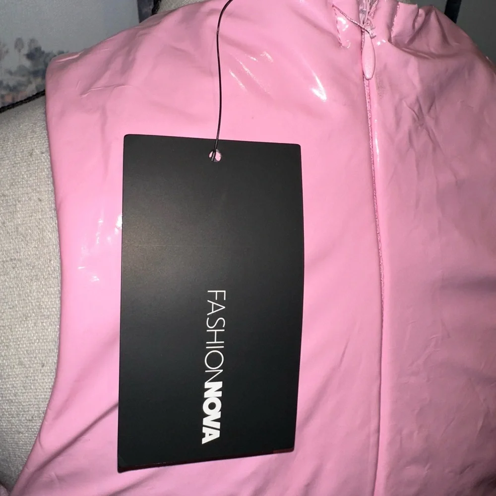 Fashion Nova Pink Latex Dress What Comes Around Goes Around - Picture 2 of 3